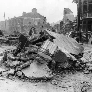 Print of V.2 bomb damage on Chingford Road, Walthamstow