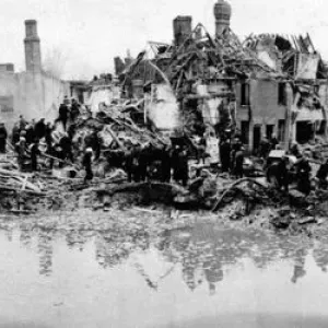 Print of V-2 Rocket Incident at Waltham Abbey, Essex