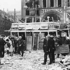 V1 flying bomb attack, Aldwych, London. One of the deadliest attacks