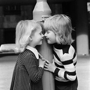 Valentines Day Kiss Children Feb 1973 4 year olds Stephen Simson