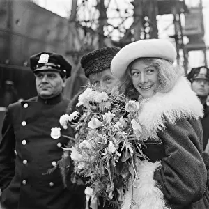 Vanessa Redgrave (actor) pictured in her white hat and boa