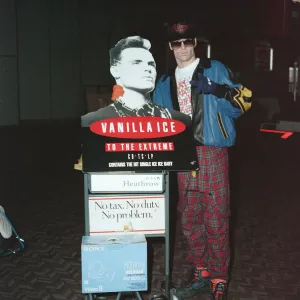 Vanilla Ice at Heathrow Airport. 6th December 1990 Vanilla Ice at Heathrow Airport. 6th December 1990