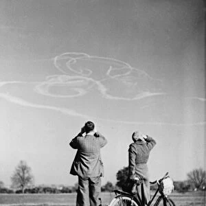 Vapour trails of a dogfight during the Battle of Britain seen from Rusthall Common