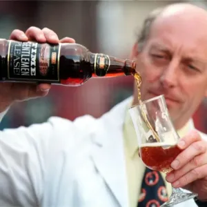 The Vaux Brewery in Sunderland - Vaux brewer Jim Murray pours a glass of Time Please ale The Vaux Brewery in Sunderland - Vaux brewer Jim Murray pours a glass of Time Please ale
