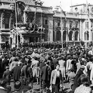 VE Day celebrations in Cardiff, Wales. 8th May 1945