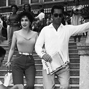 Venice Film Festival August 1956 Gina Lollobrigida with her husband