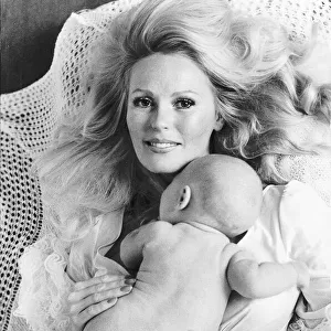 Veronica Carlson Actress Holding her new baby Carly. She is married to Company Director