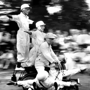 Five on One Vespa Scooter Print, July 1957
