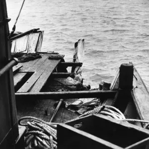 A vessel sliced this piece of the stern of the Danish fishing boat Annie of