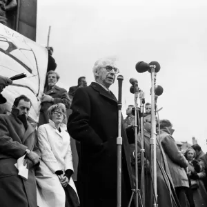 Veteran Philosopher Bertrand Russell braved todays Arctic weather to address a Veteran Philosopher Bertrand Russell braved todays Arctic weather to address a