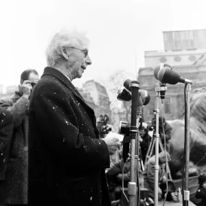Veteran Philosopher Bertrand Russell braved todays Arctic weather to address a Veteran Philosopher Bertrand Russell braved todays Arctic weather to address a