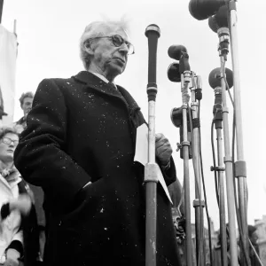 Veteran Philosopher Bertrand Russell braved todays Arctic weather to address a Veteran Philosopher Bertrand Russell braved todays Arctic weather to address a