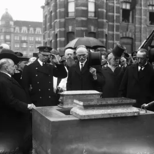 Vice Admiral Sir Roger Keyes and Lord Emmott laying the foundation stone of the Zeebrugge Vice Admiral Sir Roger Keyes and Lord Emmott laying the foundation stone of the Zeebrugge