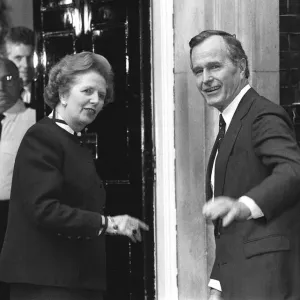 US Vice-President George Bush and British Prime Minister Margaret Thatcher going into US Vice-President George Bush and British Prime Minister Margaret Thatcher going into