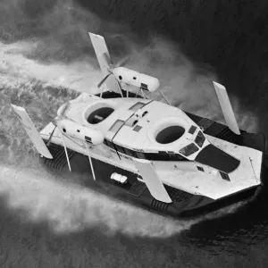 The Vickers Hovercraft has a trial run between Moreton, Wallasey, and Rhyl, North Wales The Vickers Hovercraft has a trial run between Moreton, Wallasey, and Rhyl, North Wales