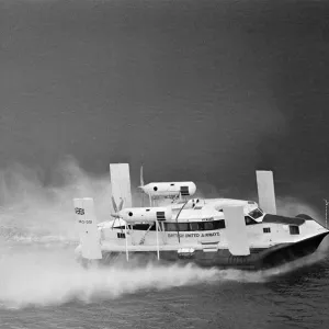 The Vickers Hovercraft has a trial run between Moreton, Wallasey, and Rhyl, North Wales The Vickers Hovercraft has a trial run between Moreton, Wallasey, and Rhyl, North Wales