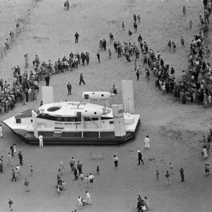 The Vickers Hovercraft has a trial run between Moreton, Wallasey, and Rhyl, North Wales The Vickers Hovercraft has a trial run between Moreton, Wallasey, and Rhyl, North Wales