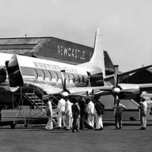 This Vickers Viscount airliner was a surprise visitor to Woolsington (Newcastle Airport) This Vickers Viscount airliner was a surprise visitor to Woolsington (Newcastle Airport)