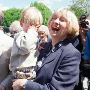 Victoria Wood with Son at Eric Morecambe Blue Plaque Unveiling Print Victoria Wood with Son at Eric Morecambe Blue Plaque Unveiling Print