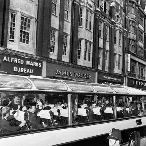 The victorious 1966 England team wave to jubilant fans gathered to cheer them in The victorious 1966 England team wave to jubilant fans gathered to cheer them in