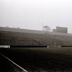 View of the Clock End of Highbury Stadium, Arsenal Football Ground. December 1984