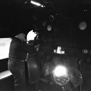 A view from the footplate of locomotive number 34021. A Bulleid Pacific engine of A view from the footplate of locomotive number 34021. A Bulleid Pacific engine of