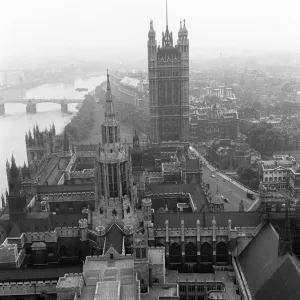 View of the Palace of Westminster Print, London 1956