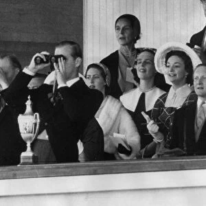 View of the Royal Box At Ascot showing Prince Philip, the Duke of Edinburgh