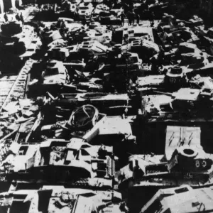 View at a Russian munition works engaged in the restoration of damaged enemy tanks