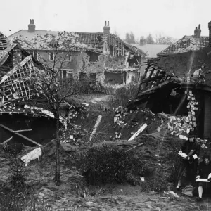 View showing the damage to pensioners bungalows in a residential area of Lincoln