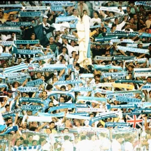 View showing a large section of Lazio Supporters, Paul Gascoignes new club in Italy