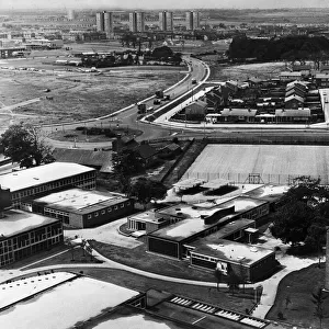 A view from the top of the tower flats at Kirkby showing Ruffwood Comprehensive School in