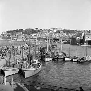 Views of Brixham Harbour, Devon. 12th April 1957