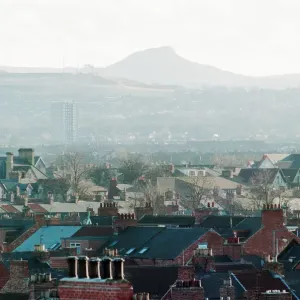 Views of Middlesbrough, 8th December 1994. Across the urban town towards Rosberry Topping