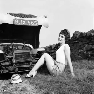 Viki Lincoln Print - British Female Racing Driver in Glamour 1960s Style Viki Lincoln Print - British Female Racing Driver in Glamour 1960s Style