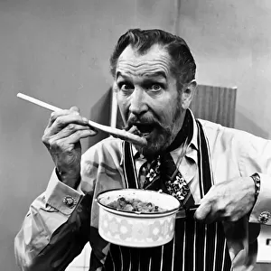Vincent Price actor as television chef 1970
