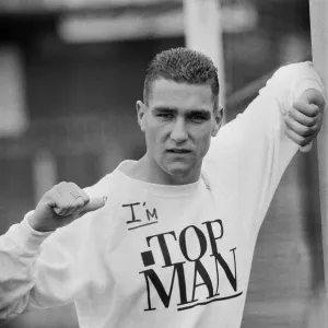 Vinnie Jones in Top Man sweat shirt, print