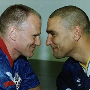 Vinnie Jones right Chelsea FC Footballer with fellow footballer Andy Ritchie Oldham FC