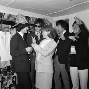 Virginia Campbell meets The Kinks at Kennington Dress Shop Print May 1965 Virginia Campbell meets The Kinks at Kennington Dress Shop Print May 1965