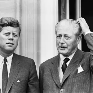 John F Kennedy with Harold MacMillan at Birch Grove Print