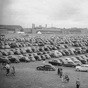 Visitors Car Park at the SBAC Farnborough Air Show Sept 1954