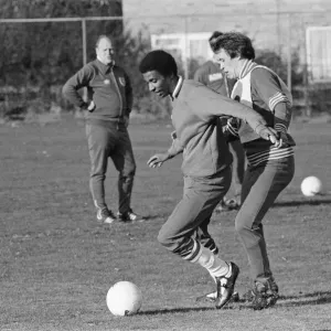 Viv Anderson, footballer for Nottingham Forest, during a training session for England Viv Anderson, footballer for Nottingham Forest, during a training session for England