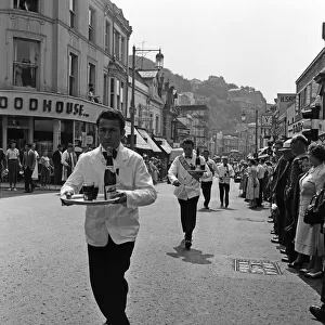 Waiters Race during a heatwave in Torquay. The winner, not always the first man