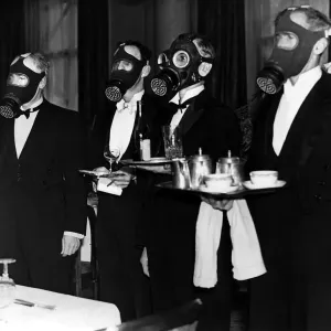 Waiters in Gas Masks, Royal Station Hotel Print 1941