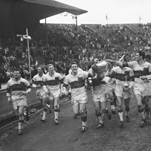 Wakefield Trinity do a lap of honour during the Rugby League Cup Final after beating