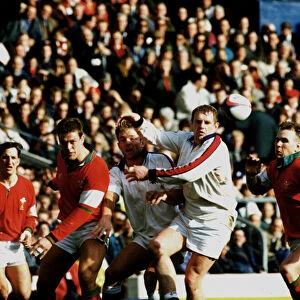 Wales v England - Left to Right - Rupert Moon, Gareth Llewellyn (Wales), Tim Rodber