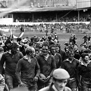 Wales v Scotland - February 1966 - Rugby - Welsh and Scottish players leave the Arms Park