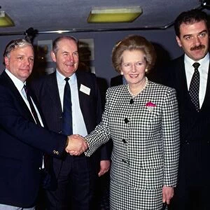 Wallace Mercer shaking hands with Margaret Thatcher 1989