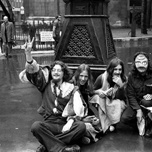 The Wallies August 1974 Outside High Court to defend eviction action Wally