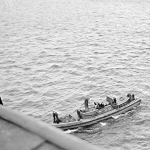 War War One German Fleet Surrender. Sailor watch the German fleet surrender at